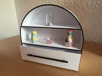 Mini Küchenmöbel, XXL Vorratsregal mit Schublade, passend für Miniverse, Puppenstuben und Co