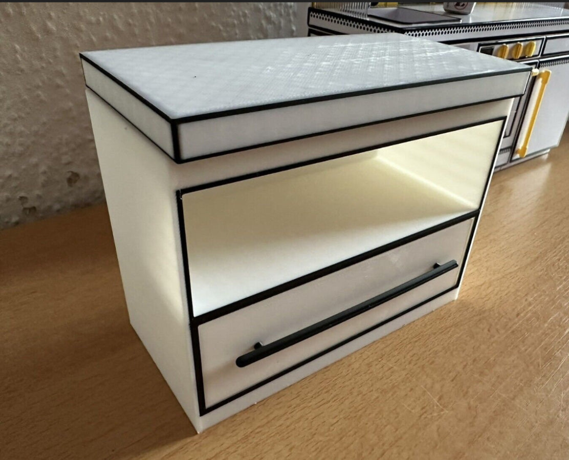 Mini Möbel, Küchenschrank mit Schublade für Miniverse, Puppenstuben und Co.