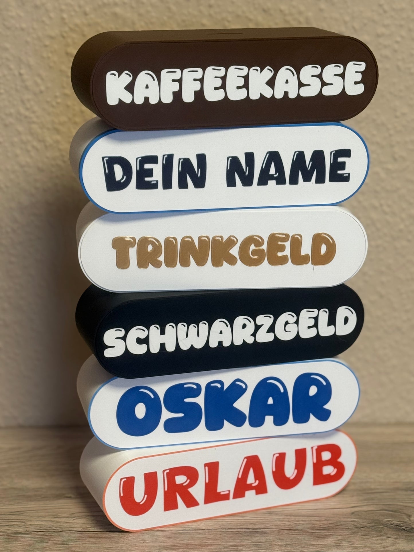 Spardose mit eigener Beschriftung