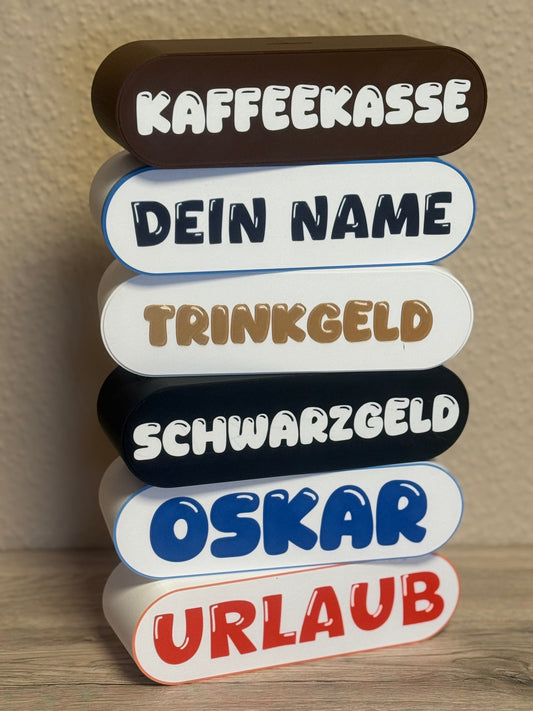 Spardose mit eigener Beschriftung