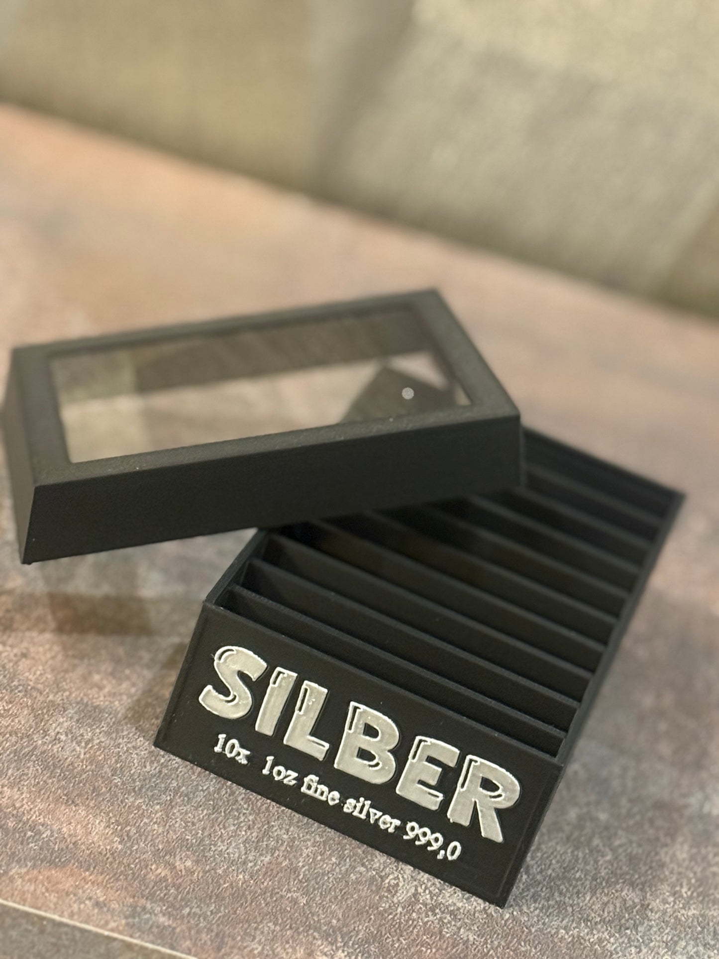 Sammlerbox für 10x 1oz Silberbarren in Blister / Plexikapsel