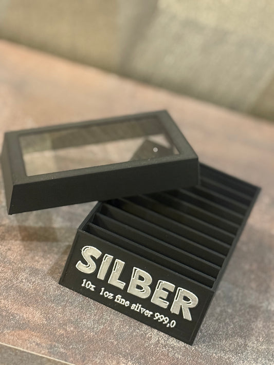 Sammlerbox für 10x 1oz Silberbarren in Blister / Plexikapsel