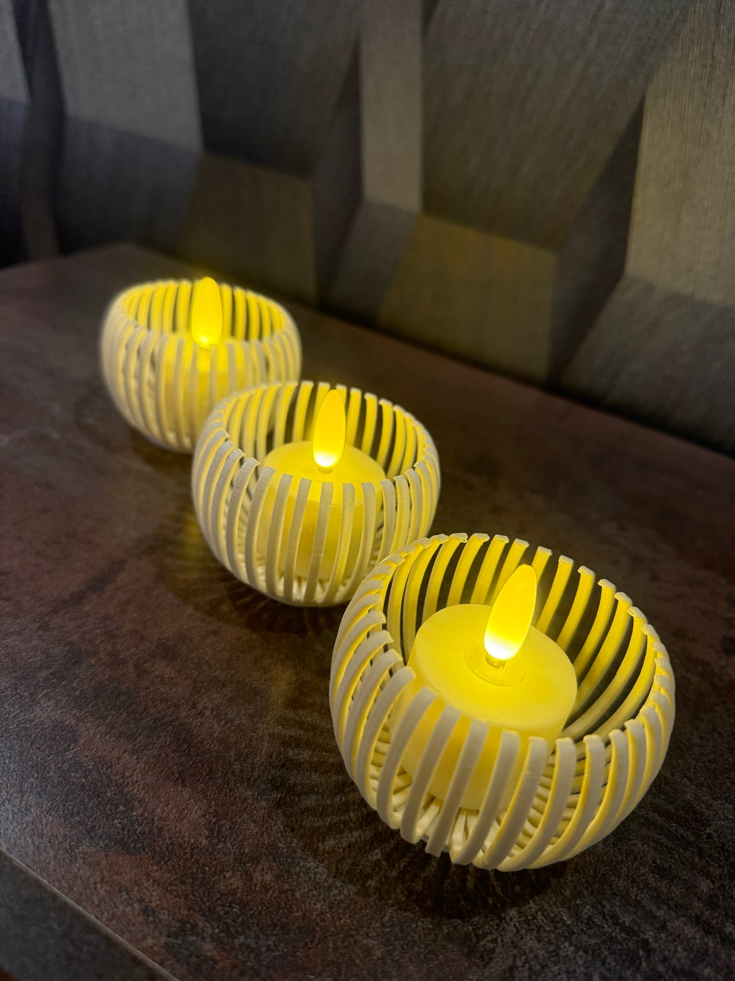 Teelichthalter, minimalistisch modern, incl. LED Lichter 3er Set