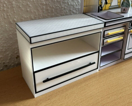 Mini Möbel, Küchenschrank mit Schublade für Miniverse, Puppenstuben und Co.