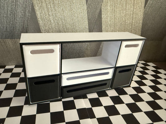Mini Möbel, Regal mit Sortierkästen