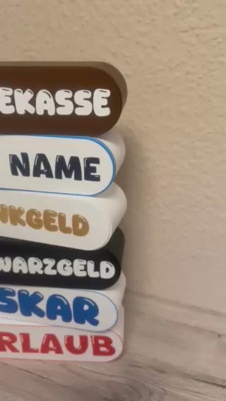 Spardose mit eigener Beschriftung